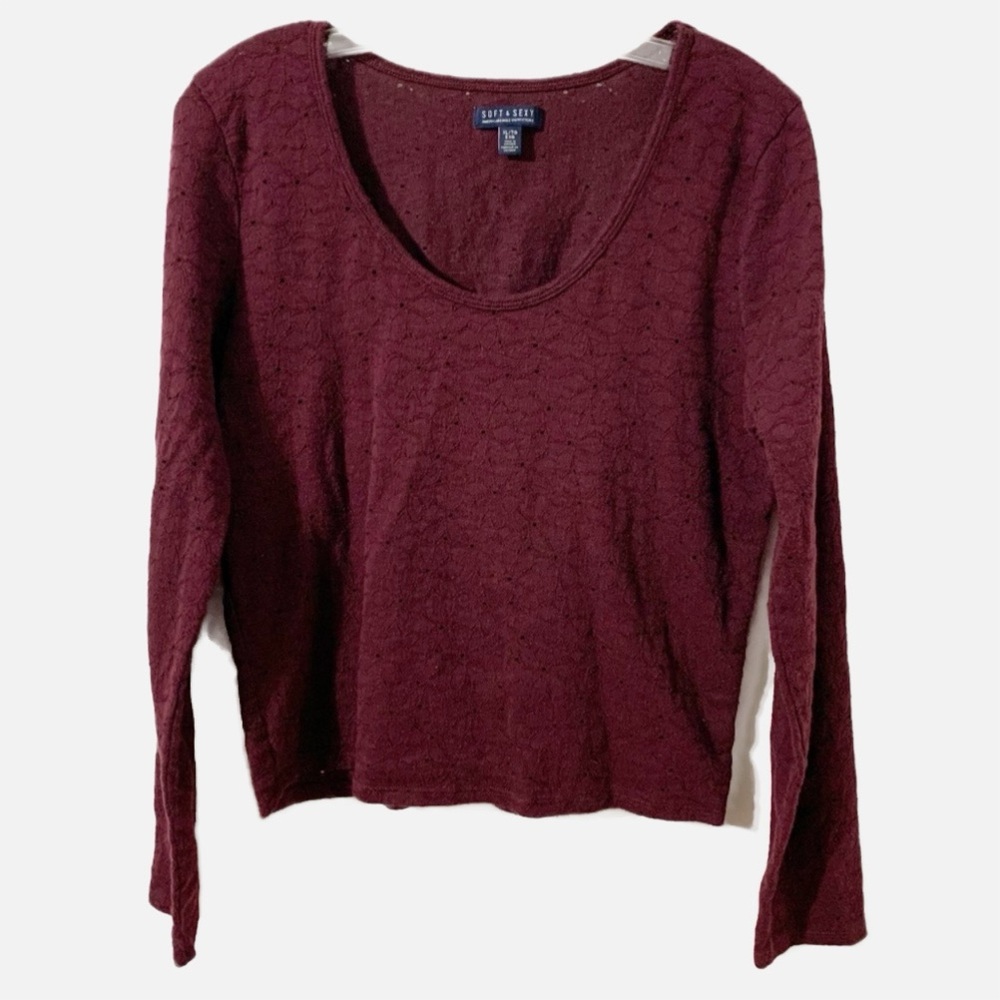 American Eagle Outfitters Soft & Sexy Embroidered Floral Eyelet Long Sleeve Tee